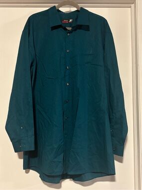 jf j.ferrar Teal Button-Down Shirt with Micro Dot Pattern